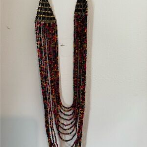 Charming Charlie Gold and Multi Colored Necklace and Hoops